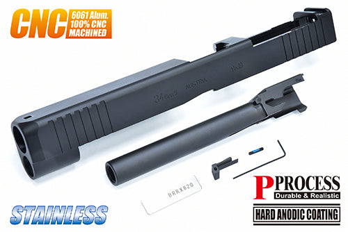 Guarder CNC Aluminum Slide & Steel Barrel kit for Marui G17 Gen5 MOS (G34 Gen5 MOS / Black)