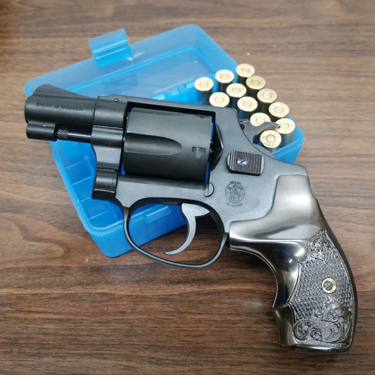 Right Metal Grip for TANAKA S&W M36 Checkered (Black Metal)