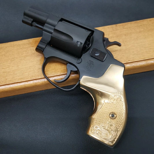 Right Metal Grip for TANAKA S&W M36 Checkered (Gold Metal)