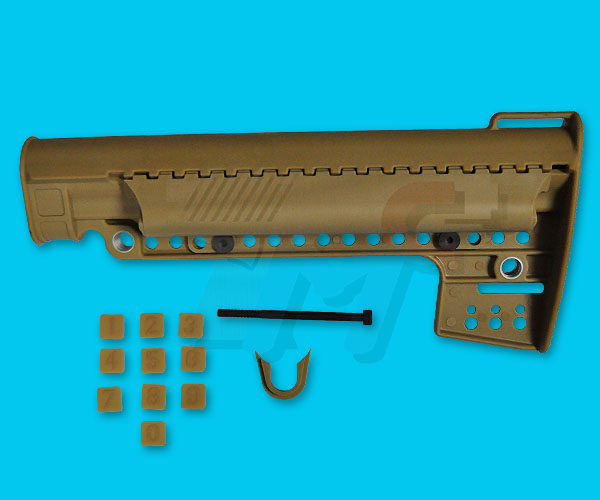 First Factory Fixed Power Source Stock for M4/M16 AEG(Sand) - Click Image to Close
