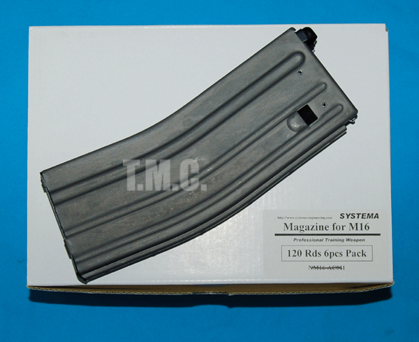 Systema M16 120rds Magazine 6PCS Pack (For Systema AEG only) - Click Image to Close