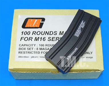 MAG 100rd Magazine Box Set for Marui M4/M16 Series(8pcs)(H&K) - Click Image to Close