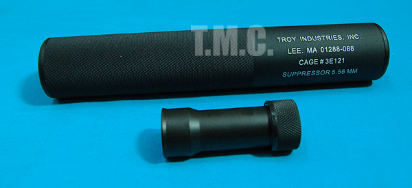 King Arms Troy M4 CQB-SPC Silencer With Mounting Adaptor for Marui M4 - Click Image to Close
