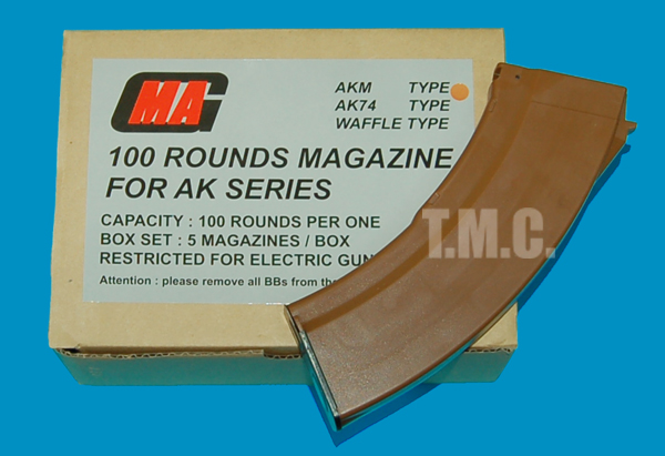 MAG 100 Rounds Magazine For AKM Box Set(Brown) - Click Image to Close