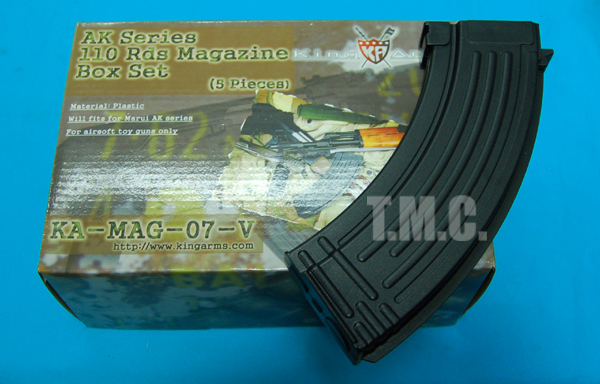 King Arms AK 110rds Magazine Box Set(5pcs) - Click Image to Close