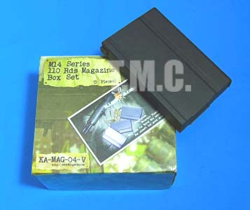 King Arms 110rds Magazine Box Set for Marui M14 AEG(5pcs) - Click Image to Close