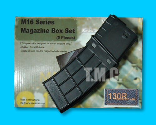 King Arms 130rds TangoDown Style Magazine Box Set(5PCS)(Black) - Click Image to Close