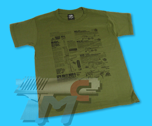 First Factory M16 Military Design T-Shirt(OD/L) - Click Image to Close