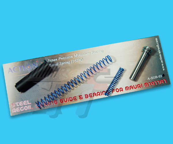 Action Steel Recoil Bearing Spring Guide & 160% Spring for Marui M1911 / MEU - Click Image to Close