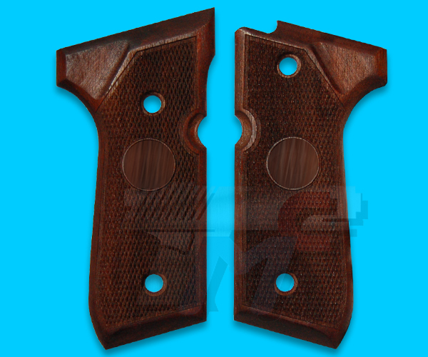 CAW Wood Grip for Marui M9 Series(Bereta Logo Checker) - Click Image to Close
