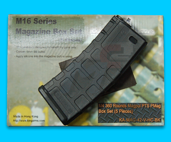 King Arms 360rds Magpul PTS P-Mag Box Set for M4 Series(Black) - Click Image to Close