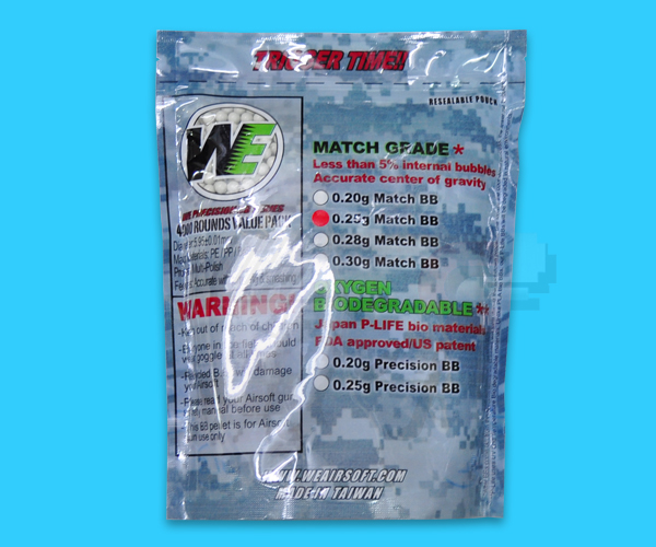 WE 4000rds 0.25g Match BB - Click Image to Close