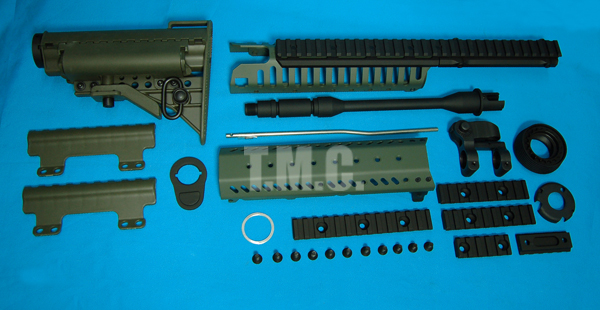 King Arms CASV Handguard Set with 10.5" Outer Barrel & MOD Stock Set(OD) - Click Image to Close