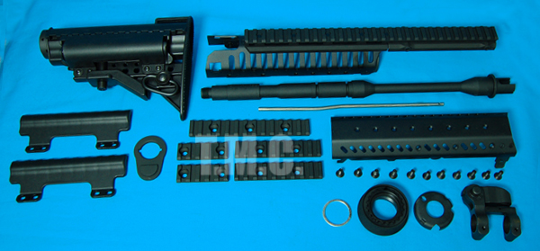 King Arms CASV Handguard Set with 14.5" Outer Barrel & MOD Stock Set(Black) - Click Image to Close