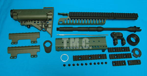 King Arms CASV Handguard Set with 14.5" Outer Barrel & MOD Stock Set(OD) - Click Image to Close