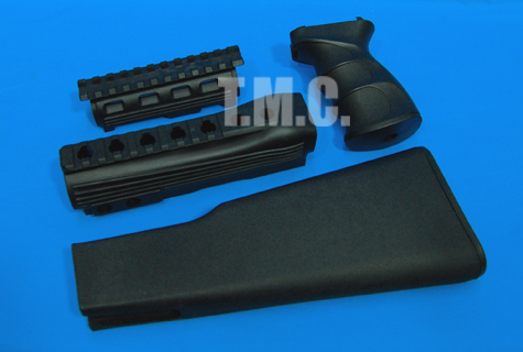King Arms AK47 Railed Handguard /Grip/Stock Set(Black) - Click Image to Close