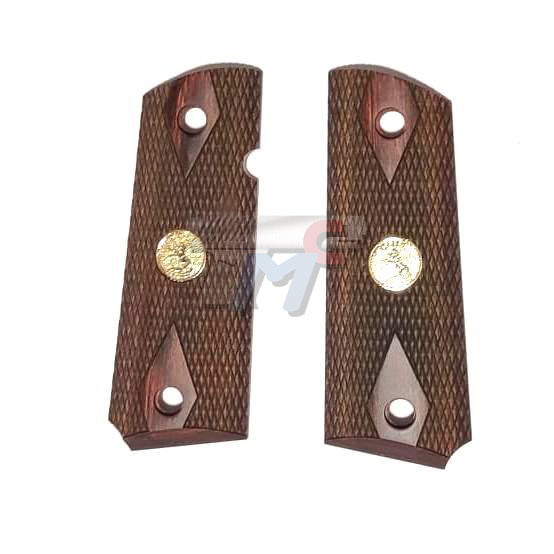 Altamont 1911 Compact/Officer's Wooden Grip with Diamond Checker and Colt Medallion (ROSE)