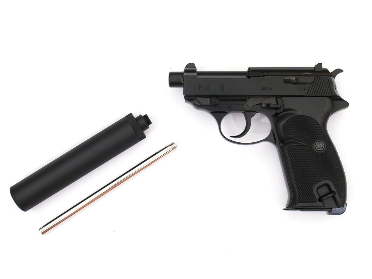 WE P38 (S) CNC Marking with Silencer (Black)